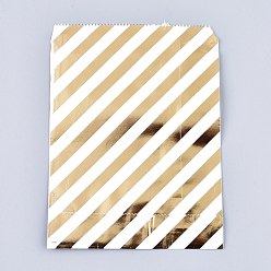 Gold Diagonal Stripe Pattern Eco-Friendly Paper Bags, Gift Bags, Shopping Bags, Rectangle, Gold, 18x13x0.01cm