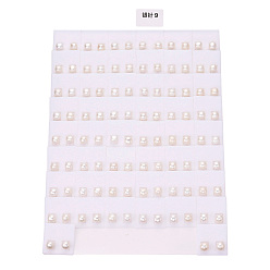 Floral White Natural Pearl Stud Earrings, Round Ball Post Earrings with 925 Sterling Silver Pins for Women, Floral White, 7~8mm, Pin: 0.7mm