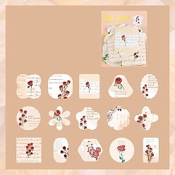 Blanched Almond Rose PET Ledger Sticker, Waterproof Self Adhesive Paper Stickers, for Scrapbook, Blanched Almond, 30~50mm, 45Pcs/set