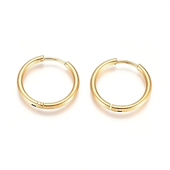 Golden 304 Stainless Steel Huggie Hoop Earrings, with 316 Surgical Stainless Steel Pin, Ion Plating(IP), Ring, Golden, 24x2mm, 12 Gauge, Pin: 0.9mm