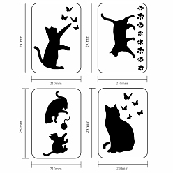 Cat Shape Наборы трафаретов для рисования домашних животных для детей-подростков, мальчиков и девочек, для diy scrapbooking, школьные проекты, Узор кошки, 29.7x21 см, 4 листов / комплект