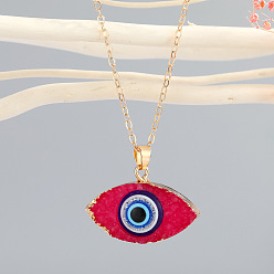 Red Colorful Evil Eye Necklace with Minimalist Resin Pendant