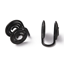 Electrophoresis Black 304 Stainless Steel Spiral Pad Cuff Earrings, Wire Wrap Jewelry for Non-pierced Ears, Electrophoresis Black, 12x10x7.5~8mm