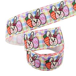 Carrot Single Face Printed Polyester Grosgrain Ribbon, Easter Theme Ribbon, Colorful, Flat, Carrot Pattern, 1 inch(25mm), about 9.84 Yards(9m)/Roll