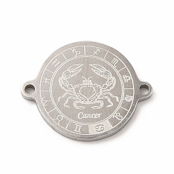 Рак Не тускнеет 12 созвездия 304 подвески-соединители из нержавеющей стали, цвет нержавеющей стали, плоско-круглые, рак, 20x16x1.3 мм, отверстие : 1.4 мм