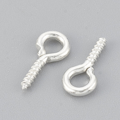Silver Iron Screw Eye Pin Peg Bails, For Half Drilled Beads, Nickel Free, Silver Color Plated, 10x5x1mm, Hole: 2mm