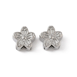 Платина Латунные бусины, цветок, долговечный, без свинца и без кадмия, платина, 7.5x7.5x3.5 мм, отверстие : 1.4 мм