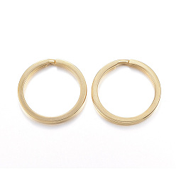 Doré  Placage ionique (ip) 304 porte-clés fendus en acier inoxydable, conclusions de fermoir porte-clés, or, 28x2.8mm, diamètre intérieur: 23 mm