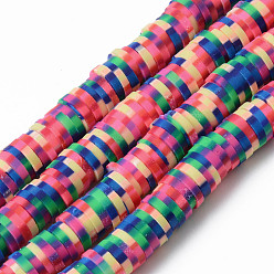 Colorful Handmade Polymer Clay Beads Strands, for DIY Jewelry Crafts Supplies, Heishi Beads, Disc/Flat Round, Colorful, 6x0.5~1mm, Hole: 1.8mm, about 320~447pcs/strand, 15.75 inch~16.14 inch(40~41cm)