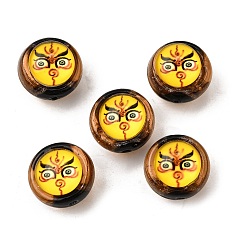 Желтый Бусины ручной работы бусины золотого песка, Будда, желтые, 17x13~14 мм, отверстие : 1.5~2 мм