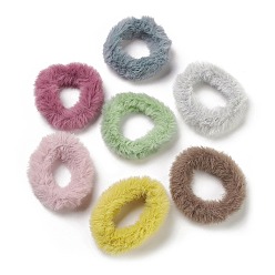 Mixed Color Faux Mink Fur Elastic Hair Ties, Hair Accessories for Girl Ponytail Holder, Mixed Color, 10mm, Inner Diameter: 35.8mm