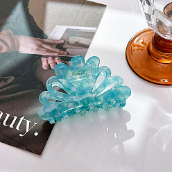 Turquoise Flower Shape Large Claw Hair Clips, Cellulose Acetate Ponytail Hair Clip for Girls Women, Turquoise, 80x50x42mm