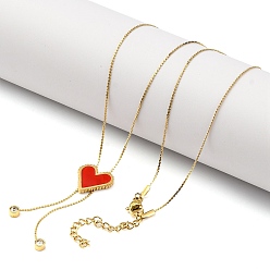 Красный Вакуумное покрытие pvd 304 эмалированное ожерелье из нержавеющей стали с подвеской в виде сердца, ожерелья с кисточками из горного хрусталя для женщин, золотые, красные, 24.80 дюйм (63 см)