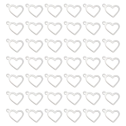 Нержавеющая Сталь Цвет Не тускнеет 304 подвески из нержавеющей стали, сердце, полый, цвет нержавеющей стали, 10x14x0.8 мм, отверстие : 1.4 мм.