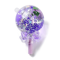 Purple Acrylic Pendants, with Plastic, Lollipop, Purple, 64x38mm, Hole: 2mm