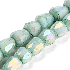 Medium Aquamarine Electroplate Glass Beads Strand, AB Color Plated, Imitation Jade, Faceted, Bell, Medium Aquamarine, 4~4.5mm, Hole: 0.8mm, about 80pcs/strand, 12.83''(32.6cm)
