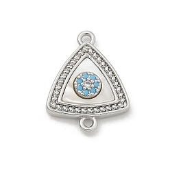 Треугольник Шармы-соединители из латуни с микропаве из прозрачного кубического циркония, с оболочкой, платина, треугольные, 11.5x13x2.5 мм, отверстие : 1.2 мм