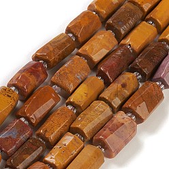 Mookaite Natural Mookaite Beads Strands, with Seed Beads, Faceted, Column, 5.5~7.5mm, Hole: 0.7mm, about 26~33pcs/strand, 15.67''~16.46''(39.8~41.8cm)