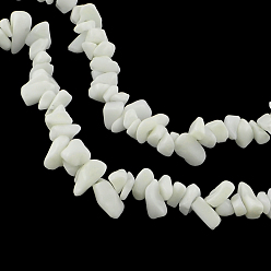 White Jade Synthetical Chip White Jade Bead Strands, 6~13x4~6x1~6mm, Hole: 1mm, about 245pcs/strand, 34.6 inch