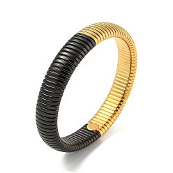 Black 304 Stainless Steel Flat Snake Chain Bracelet, Stretch Bracelet, Black, Inner Diameter: 2-1/2 inch(6.3cm), Wide: 12mm