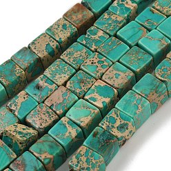 Светлый Морско-зеленый Натуральные имперские нитки из бисера яшмы, окрашенные, кубические, светло-зеленый, 6x6x6 мм, отверстие : 1.2 мм, около 54~56 шт / нитка, 15.1~15.3 дюйм (38.5~39 см)