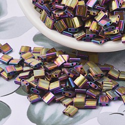 (TL188) Metallic Purple Gold Iris MIYUKI TILA Beads, Japanese Seed Beads, 2-Hole, (TL188) Metallic Purple Gold Iris, 5x5x1.9mm, Hole: 0.8mm, about 590pcs/50g
