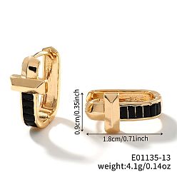 Черный Геометрические серьги-кольца из латуни в форме буквы U для женщин, минималистичные и элегантные модные аксессуары, золотые, чёрные, 18x9 мм