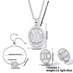 Прозрачный Элегантные модные минималистичные овальные серьги-гвоздики из латуни с кубическим цирконием, ожерелья с подвесками и браслеты-слайдеры, прозрачные