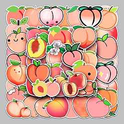 Peach 50Pcs PVC Cartoon Stickers, Self-adhesive Waterproof Fruit Decals, for Suitcase, Skateboard, Refrigerator, Helmet, Computer, Mobile Phone Shell, Peach, 55~85mm