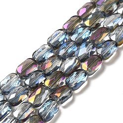 Colorful Transparent Electroplate Glass Bead Strands, Faceted, Half Rainbow Plated, Oval, Colorful, 7x4.5x3mm, Hole: 0.9mm, about 78~81pcs/strand, 22.83 inch(58cm)