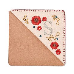 Letter S Embroidery Corner Bookmarks, Personalized Hand Embroidered Bookmark, Flower Felt Triangle Corner Page Marker, for Book Reading Lovers Teachers, Square, Letter.S, 95x95mm