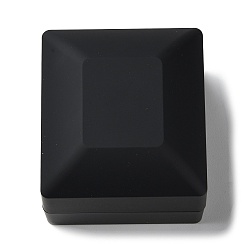 Black Rectangle Plastic Ring Storage Boxes, Jewelry Ring Gift Case with Velvet Inside and LED Light, Black, 5.9x6.4x5cm