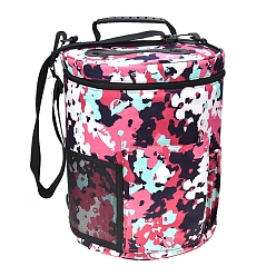 Hot Pink Oxford Zipper Knitting Bucket Bag with Handle, Yarn Storage Organizer, Crochet Hooks & Knitting Needles Bag, Hot Pink, 27.5x32.5cm