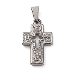 Нержавеющая Сталь Цвет 304 подвески из нержавеющей стали, крестик, цвет нержавеющей стали, 23.8x14.5x2.4 мм, отверстие : 8x4 мм