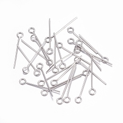 Stainless Steel Color 304 Stainless Steel Eye Pins, Stainless Steel Color, 19.5~20mm, Hole: 2mm, Pin: 0.5mm
