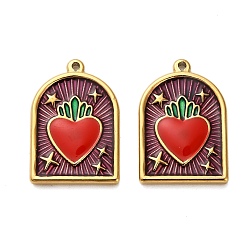 Серо-розавый 304 подвески из нержавеющей стали, арка со священным сердцем, с эмалью, реальный 18 k позолоченный, ионное покрытие (ip), увядшая роза, 20.5x14x2.5 мм, отверстие : 1.2 мм