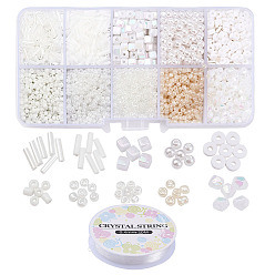 Mixed Color DIY Jewelry Making Kits, Including 12/0 Glass Seed Beads, Glass Bugle Beads, ABS Plastic Beads, Acrylic Beads, Polymer Clay Beads, Crystal Thread, Mixed Color, Beads: 4750pcs/set