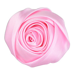 Бледно-Розовый Атласная ткань ручной работы 3d цветок розы, аксессуары для украшения обуви, шапки, одежды своими руками, розовый жемчуг, 5.5 см