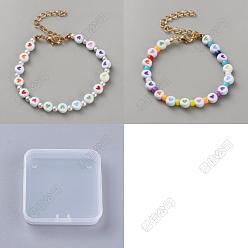 (52) Непрозрачная лаванда 8шт. 2 цвета, плоские круглые браслеты из акриловых бусин в форме сердца для женщин, с железной фурнитурой, разноцветные, 7-7/8 дюйм (20 см), 4 шт / цвет