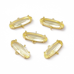 Золотистый Подвески из латуни с покрытием для стойки, со стеклом, без кадмия, без никеля и без свинца, долговечный, реальный 18 k позолоченный, овальные связи, золотые, 11.5x21x4.5 мм, отверстие : 1.2 мм