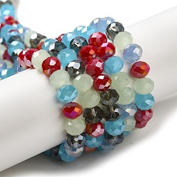 Light Steel Blue Glass Beads Strands, Faceted, Rondelle, Light Steel Blue, 4x3mm, Hole: 0.4mm, about 123~127pcs/strand, 15.75~16.5 inch(40~42cm)