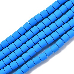 Bleu Dodger Polymère main brins d'argile de perles, colonne, Dodger bleu, 6.5x6mm, Trou: 1.2mm, Environ 61 pcs/chapelet, 15.75 pouce (40 cm)