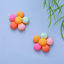 Colorful Opaque Resin Cabochons, Rainbow Color Flower, Colorful, 20mm