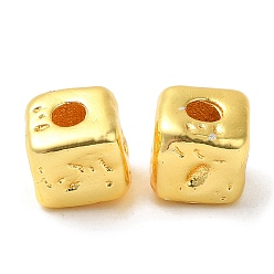 Golden Brass Beads, Long-Lasting Plated, Cube, Golden, 6x6x6mm, Hole: 2.5mm