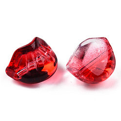 Red Transparent Spray Painted Glass Beads, Dumplings, Red, 10x13x9mm, Hole: 1.2mm