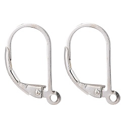 Silver 925 Sterling Silver Leverback Earring Findings, with 925 Stamp, Silver, 16.5x9x1.5mm, Hole: 1mm, Pin: 0.7mm