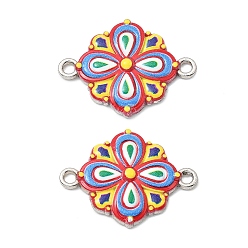 Платина 3d печатные соединительные подвески из сплава, красные цветочные ссылки, платина, 18x24.5x3 мм, отверстие : 1.8 мм