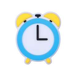 Clock Butterfly Shape Food Grade Eco-Friendly Silicone Focal Beads, Clock, 30x25mm