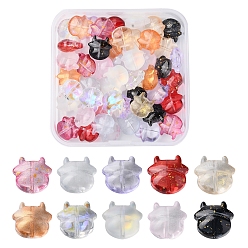 Mixed Color 50Pcs 10 Style Transparent Spray Painted Glass Beads, with Gold Foil, Cow, Mixed Color, 11.5x12x6mm, Hole: 1mm, 5Pcs/style