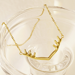Золотой Модное 304 ожерелье с подвеской из оленьего рога из нержавеющей стали для ежедневного ношения женщинами, золотые, 15.75 дюйм (40 см)